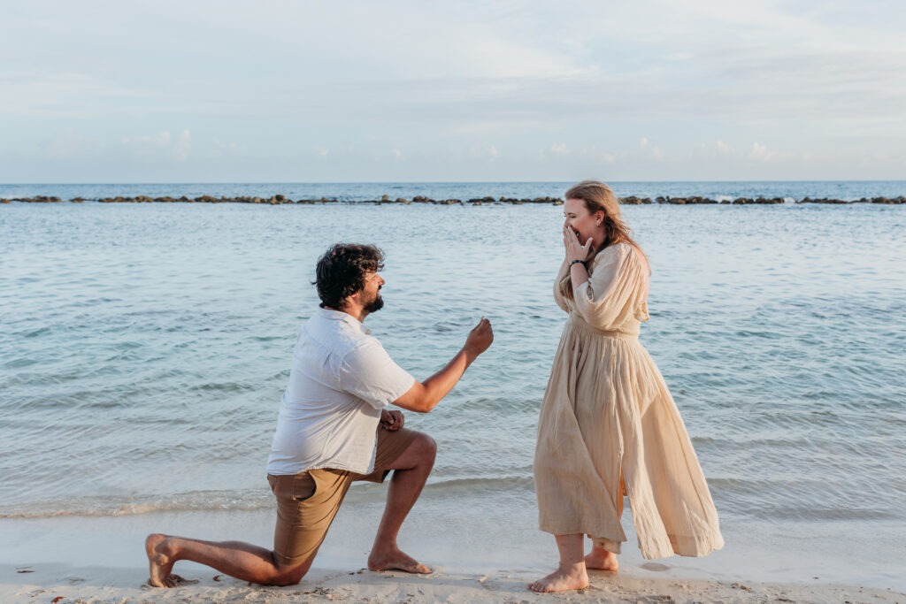 Secret surprise marriage proposal photoshoot at Altos de Chavon stone cliff