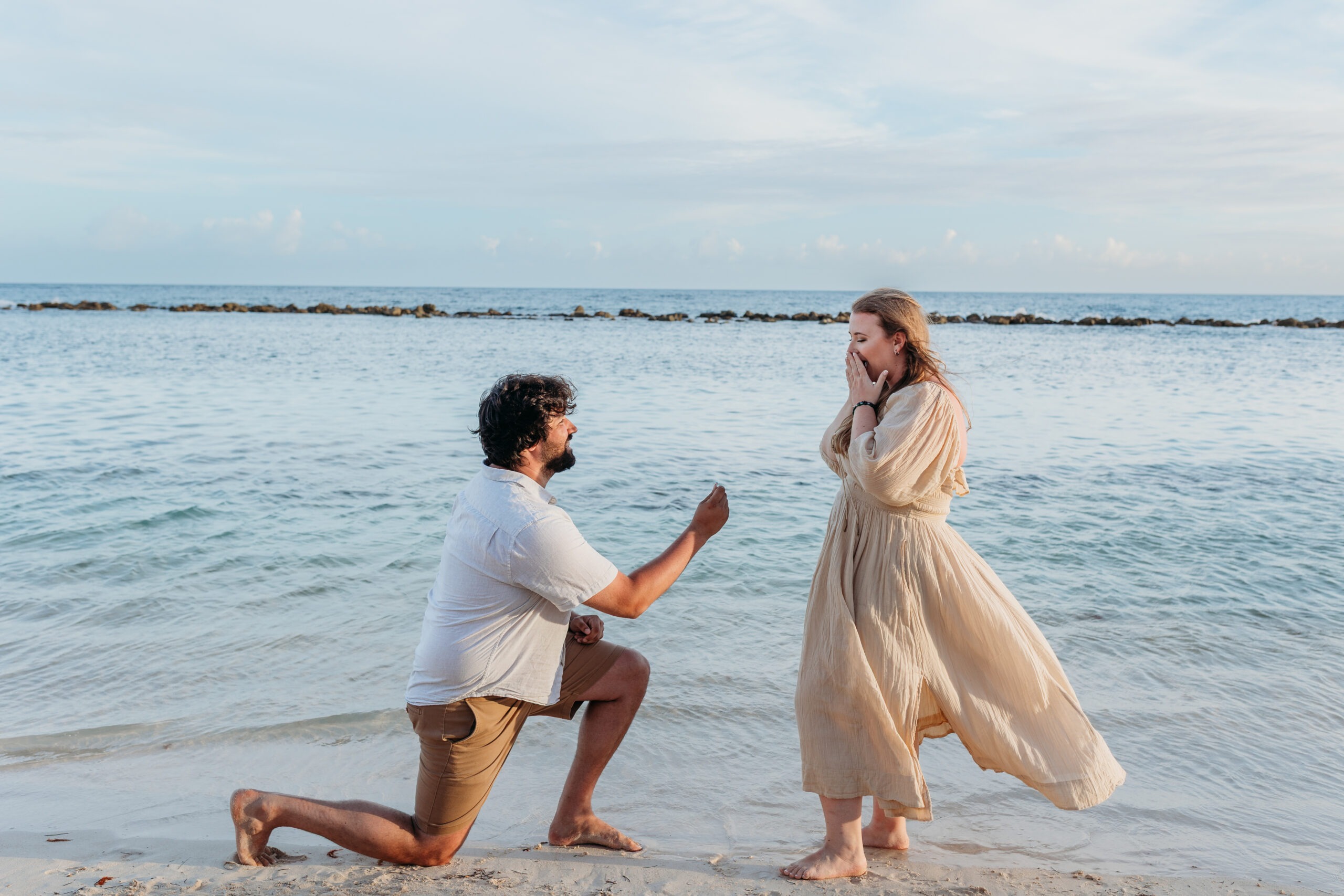 Secret surprise proposal setup at a luxury resort estate captured by a professional proposal photographer in the Dominican Republic.